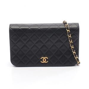 CHANEL Matelasse Full Flap Shoulder Bag in Lambskin Leather, Black
